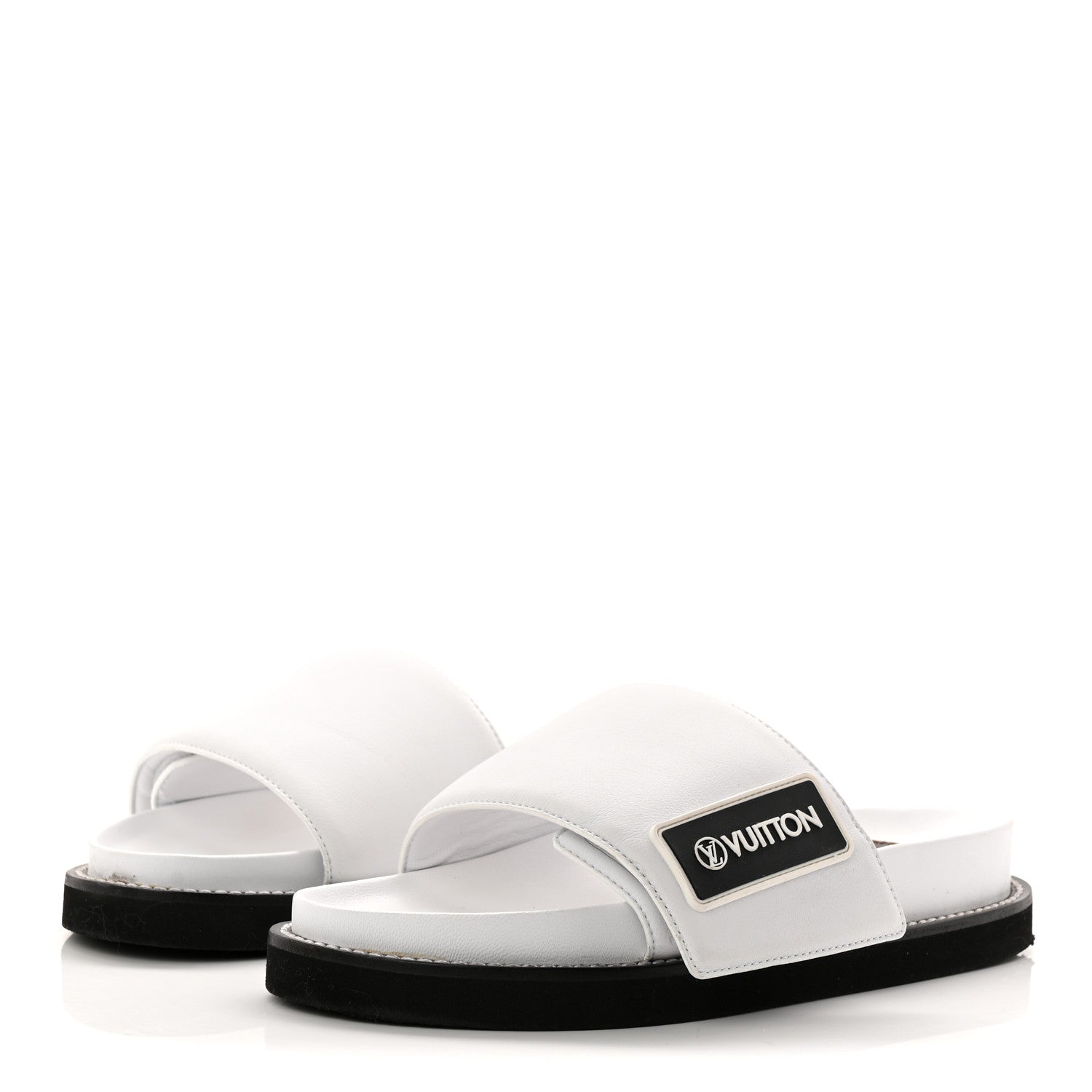 Louis Vuitton Calfskin Sunset Flat Mule Sandals 39 White