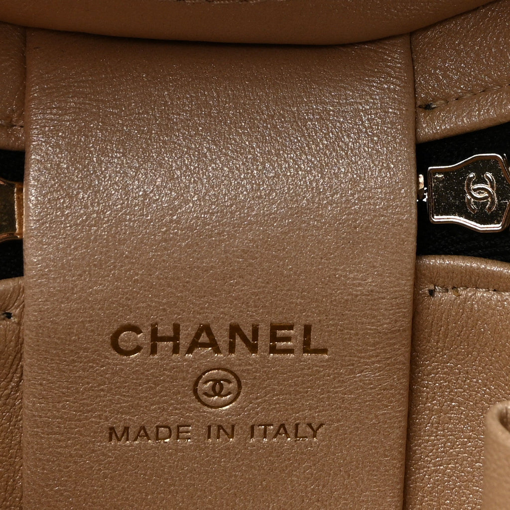 Chanel Lambskin Quilted Ruched Handle Vanity Case Black