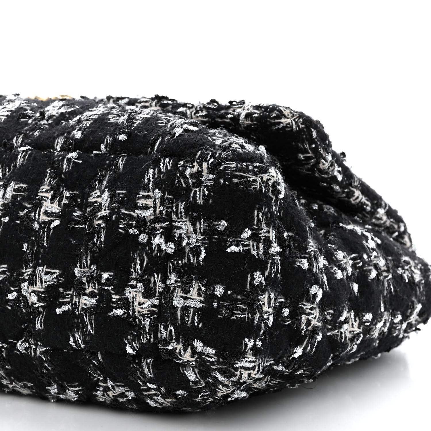Chanel Tweed Quilted Maxi Chanel 19 Flap Black Silver Ecru