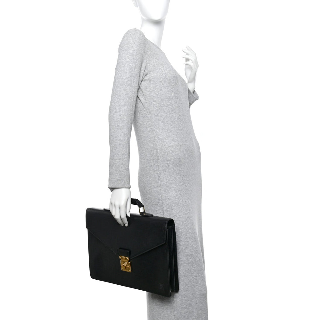 Louis Vuitton Epi Serviette Conseiller Briefcase Black