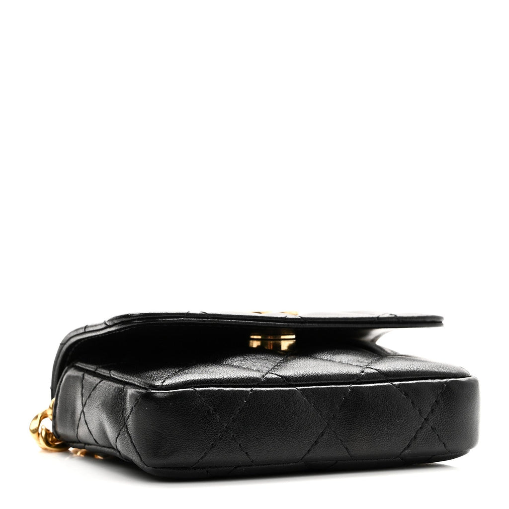 Chanel Lambskin Quilted Enamel Mini Belt Bag Black