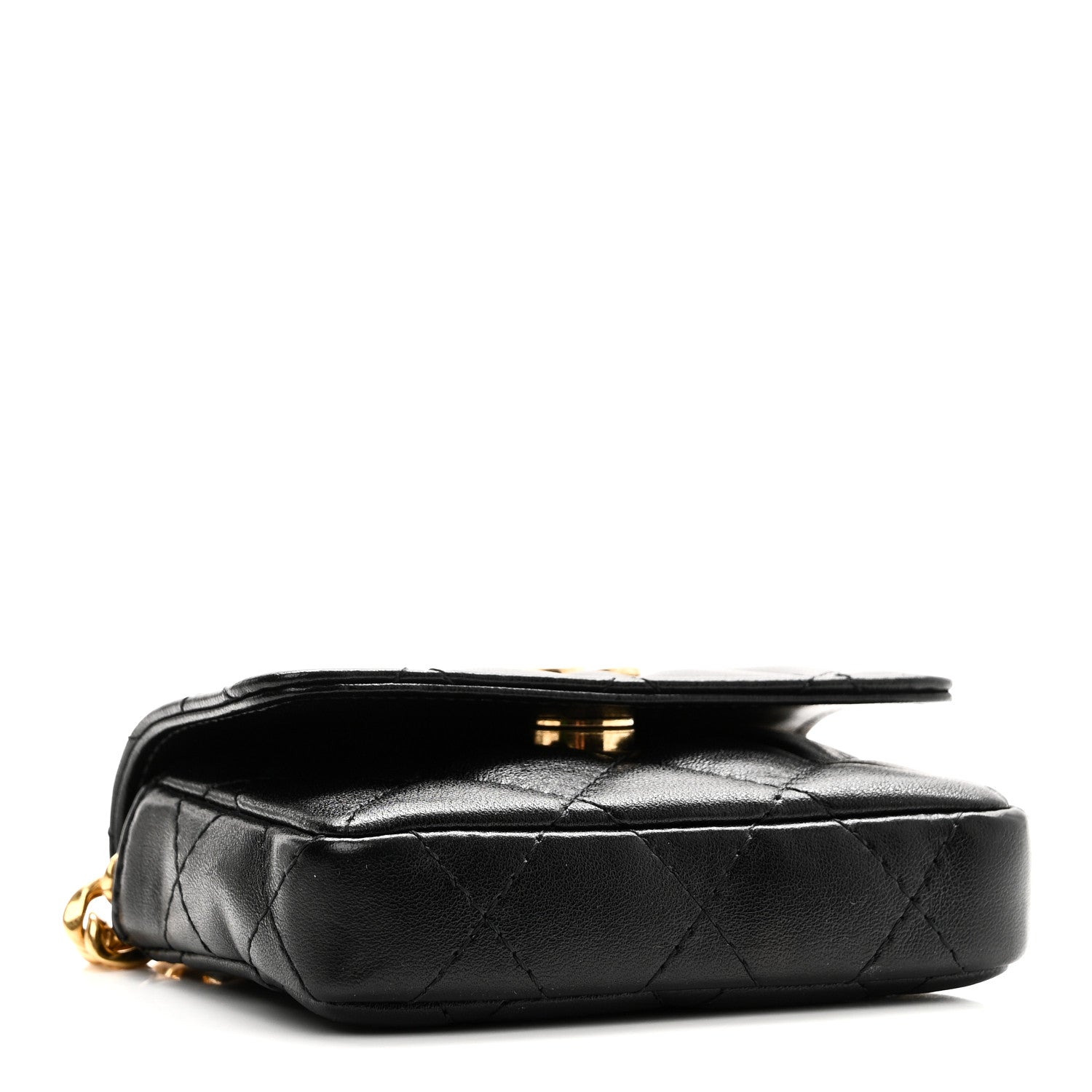 Chanel Lambskin Quilted Enamel Mini Belt Bag Black