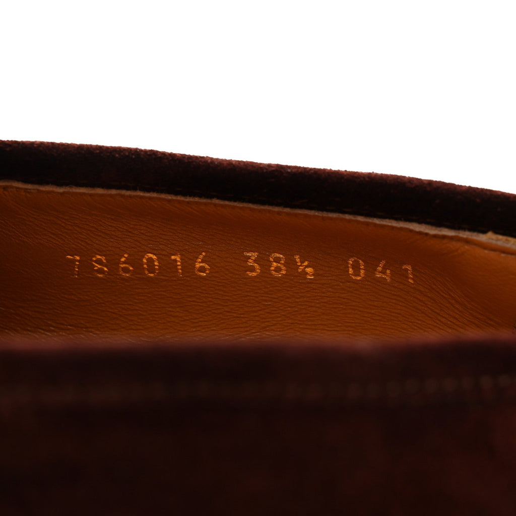 Gucci Suede Horsebit Womens Jordaan Loafers 38.5 Brown