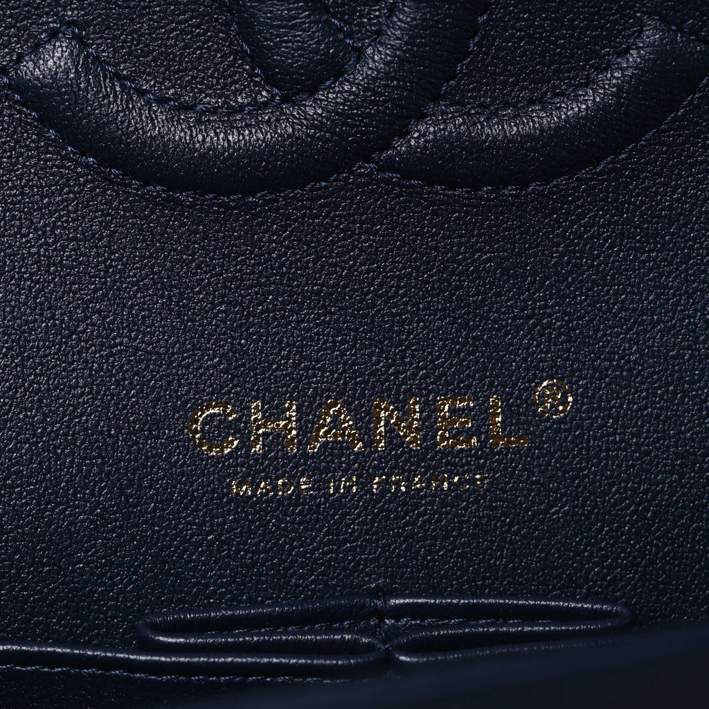 Chanel Lambskin Quilted Medium Double Flap Navy