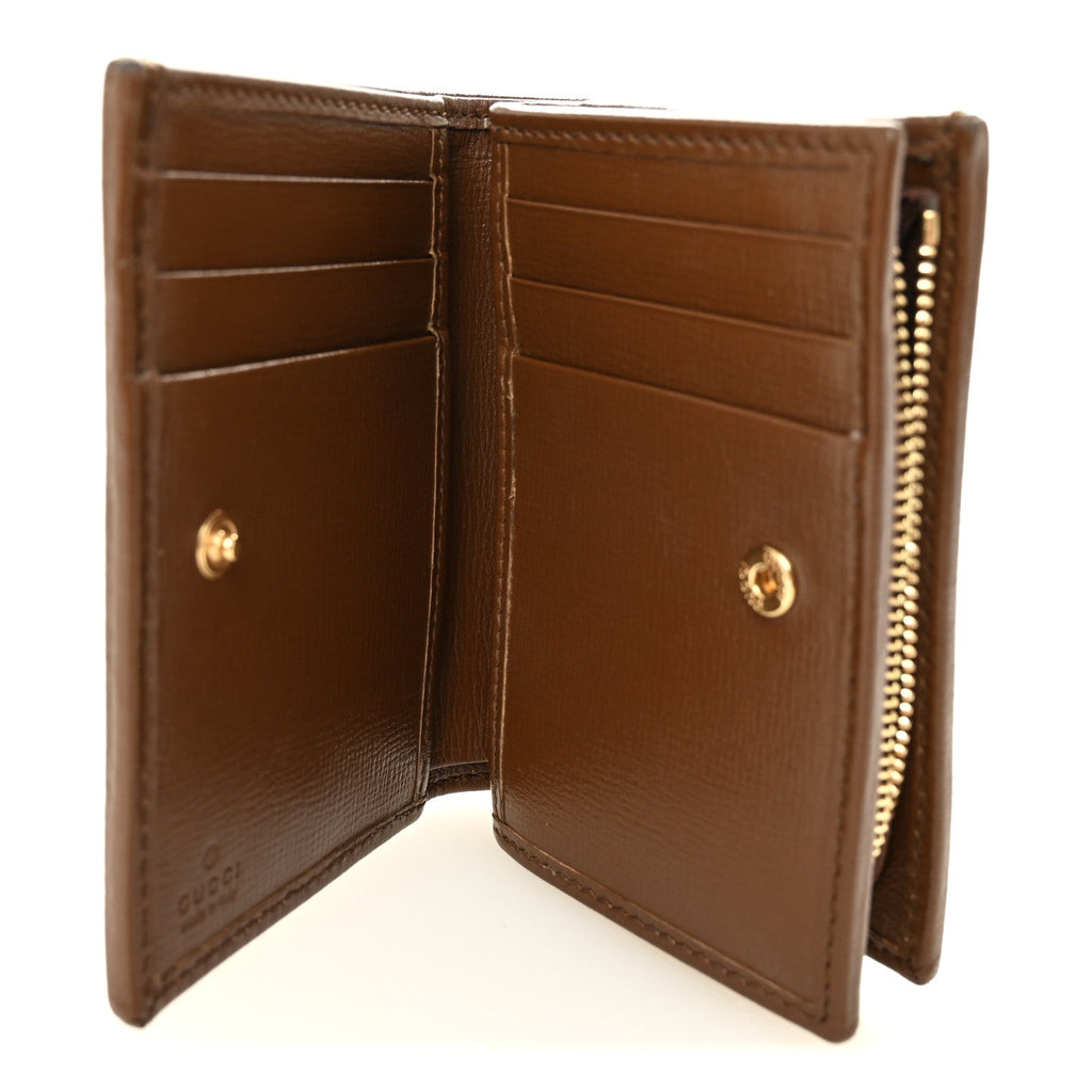 Gucci GG Supreme Monogram Horsebit 1955 Card Case Wallet Beige Ebony Brown Sugar