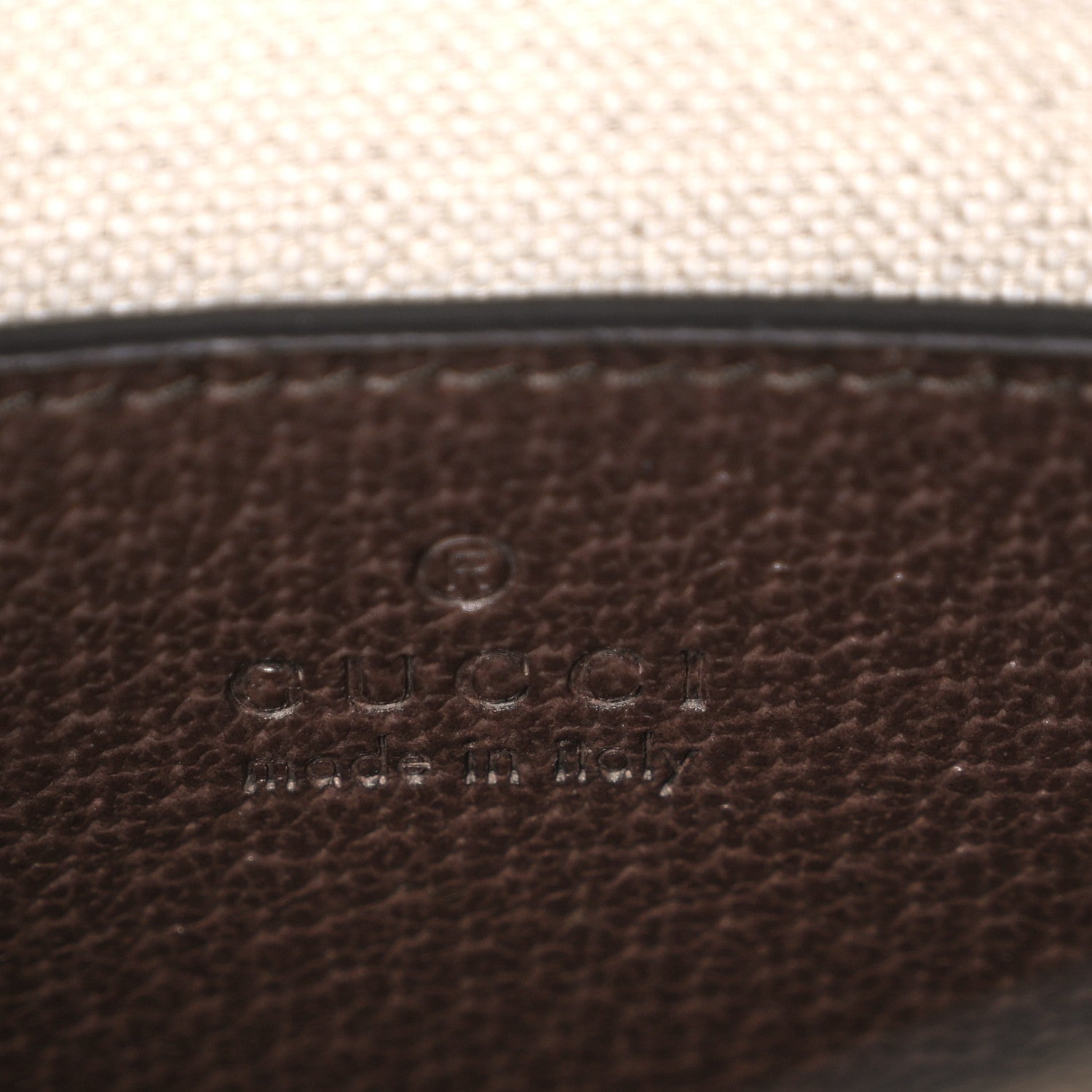Gucci Monogram Jumbo GG Textured Dollar Calfskin Web Mini Vertical Tote Camel Ebony New Acero