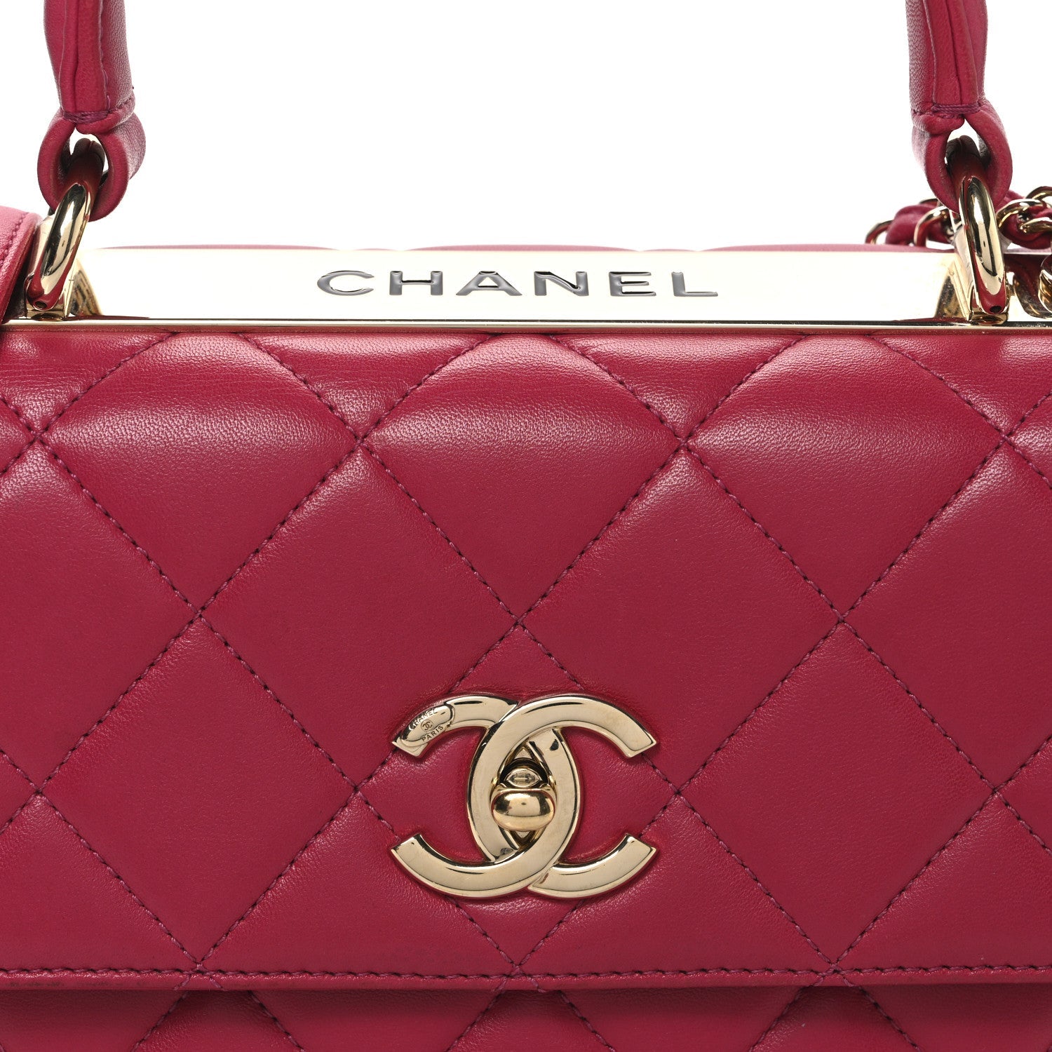 Chanel Lambskin Quilted Small Trendy CC Flap Dual Handle Bag Dark Pink
