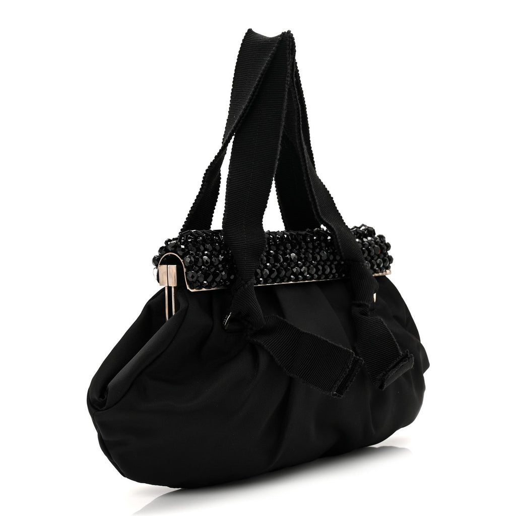 Prada Tessuto Nylon Bead Evening Bag Black