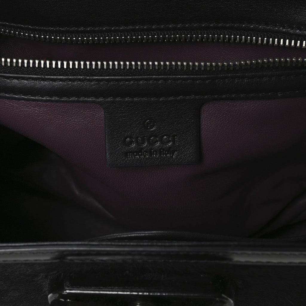 Gucci Pony Hair New Bamboo Medium Top Handle Bag Black