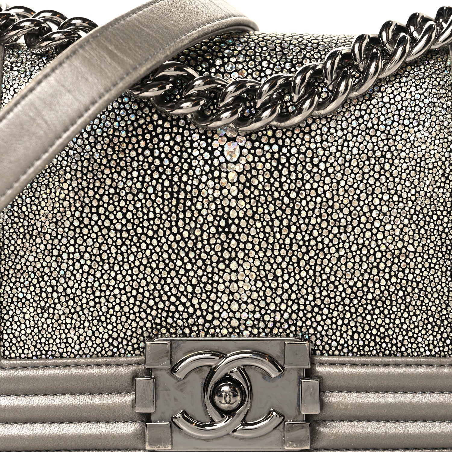 Chanel Galuchat Stingray Small Boy Flap Silver