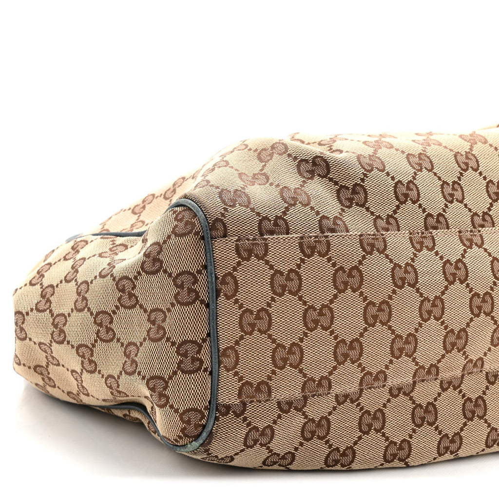 Gucci Monogram Medium Sukey Tote Metallic Blue