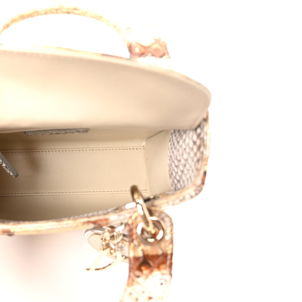 Christian Dior Snakeskin Mini Lady Dior Beige Gold