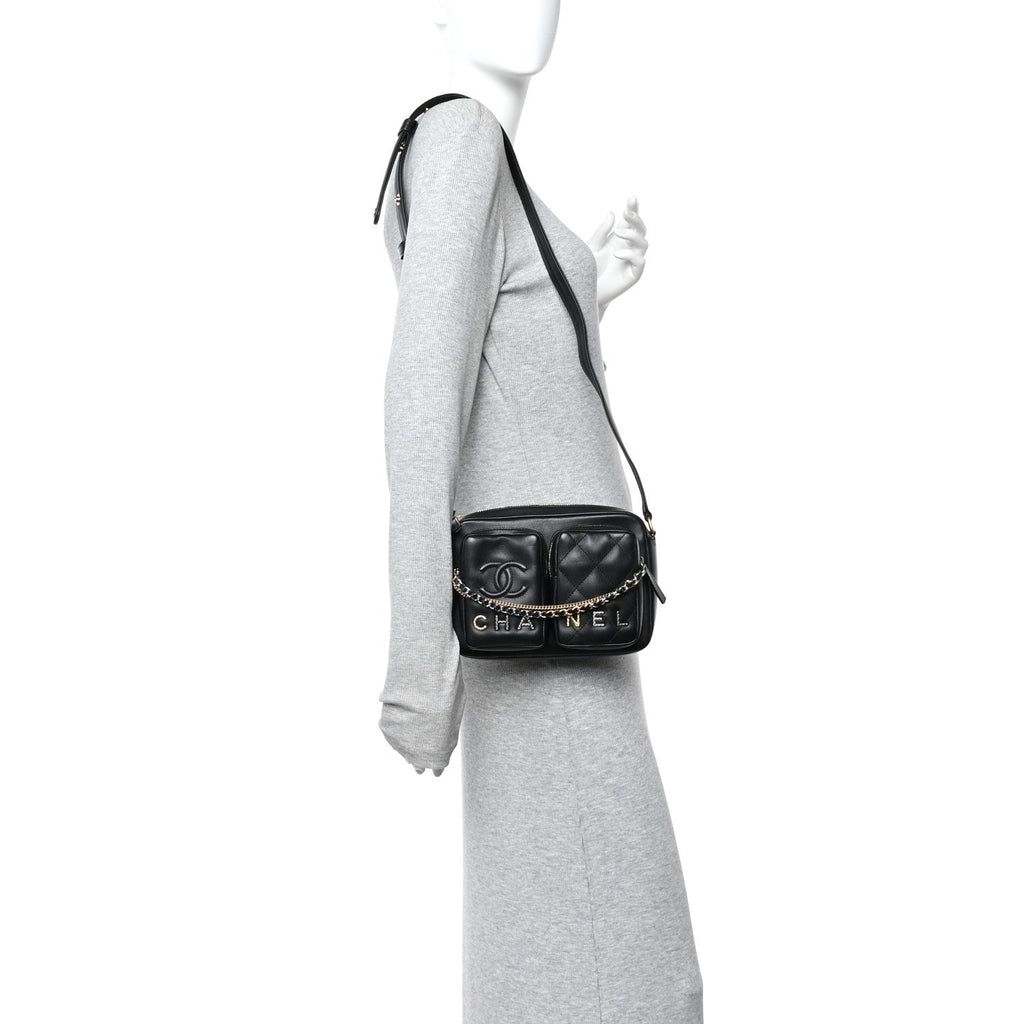 Chanel Calfskin Quilted Small Camera Case Black