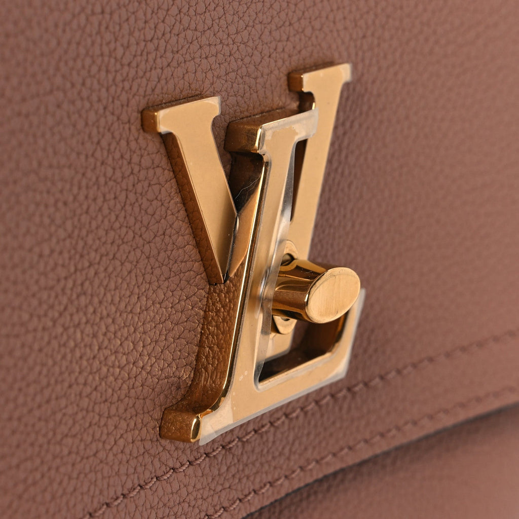 Louis Vuitton Grained Calfskin Lockme Chain Bag PM Rose Silk