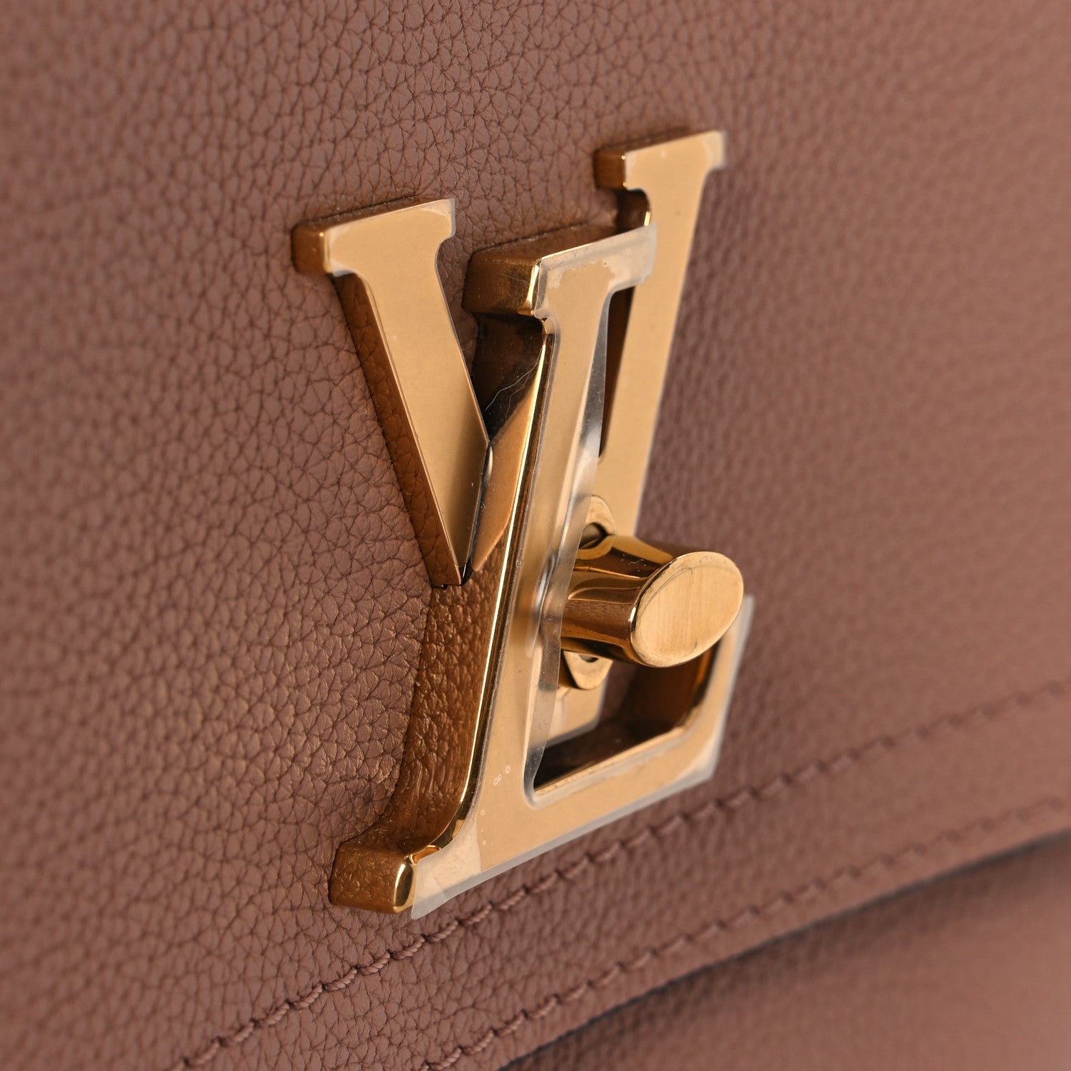 Louis Vuitton Grained Calfskin Lockme Chain Bag PM Rose Silk
