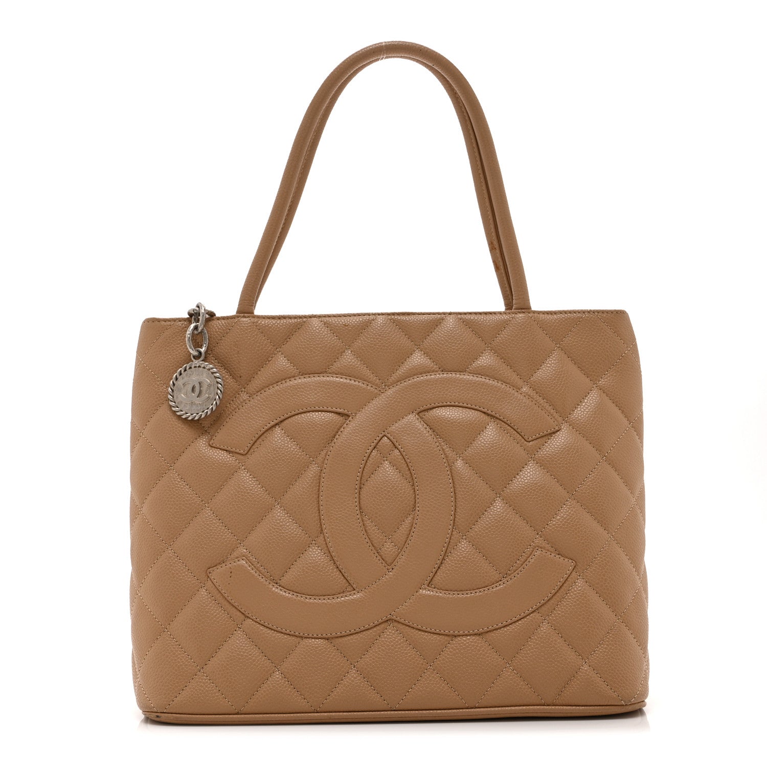 Chanel Caviar Quilted Medallion Tote Beige