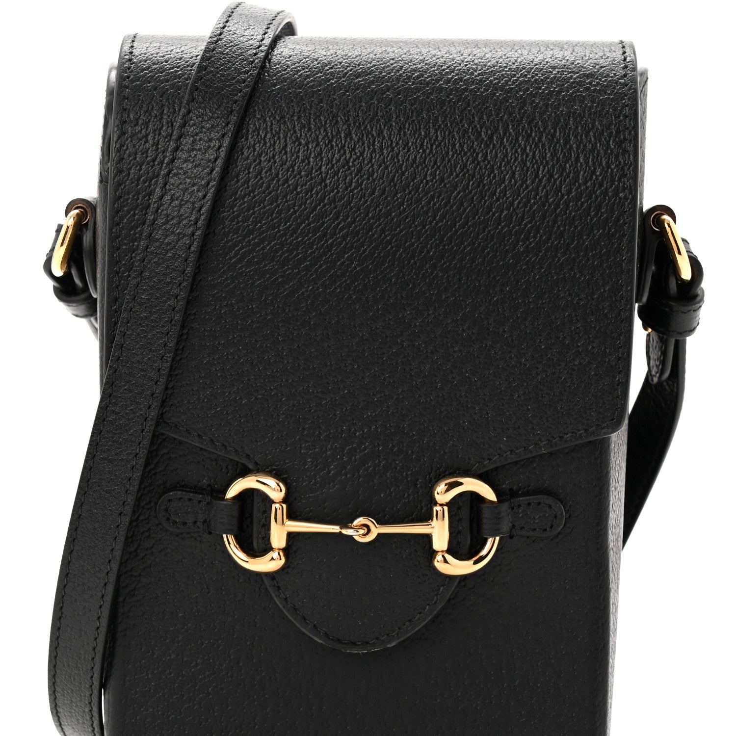 Gucci Dollar Calfskin Vertical Horsebit 1955 Crossbody Bag Black