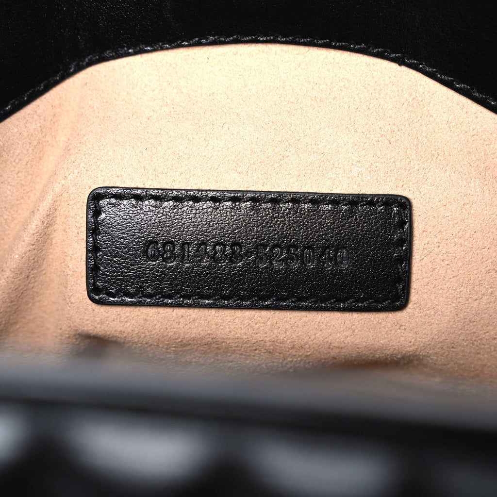Gucci Calfskin Matelasse Aria Small GG Marmont Shoulder Tote Black