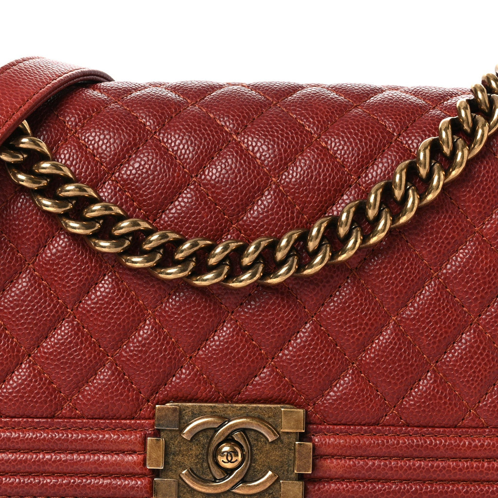 Chanel Caviar Quilted Medium Boy Flap Dark Red