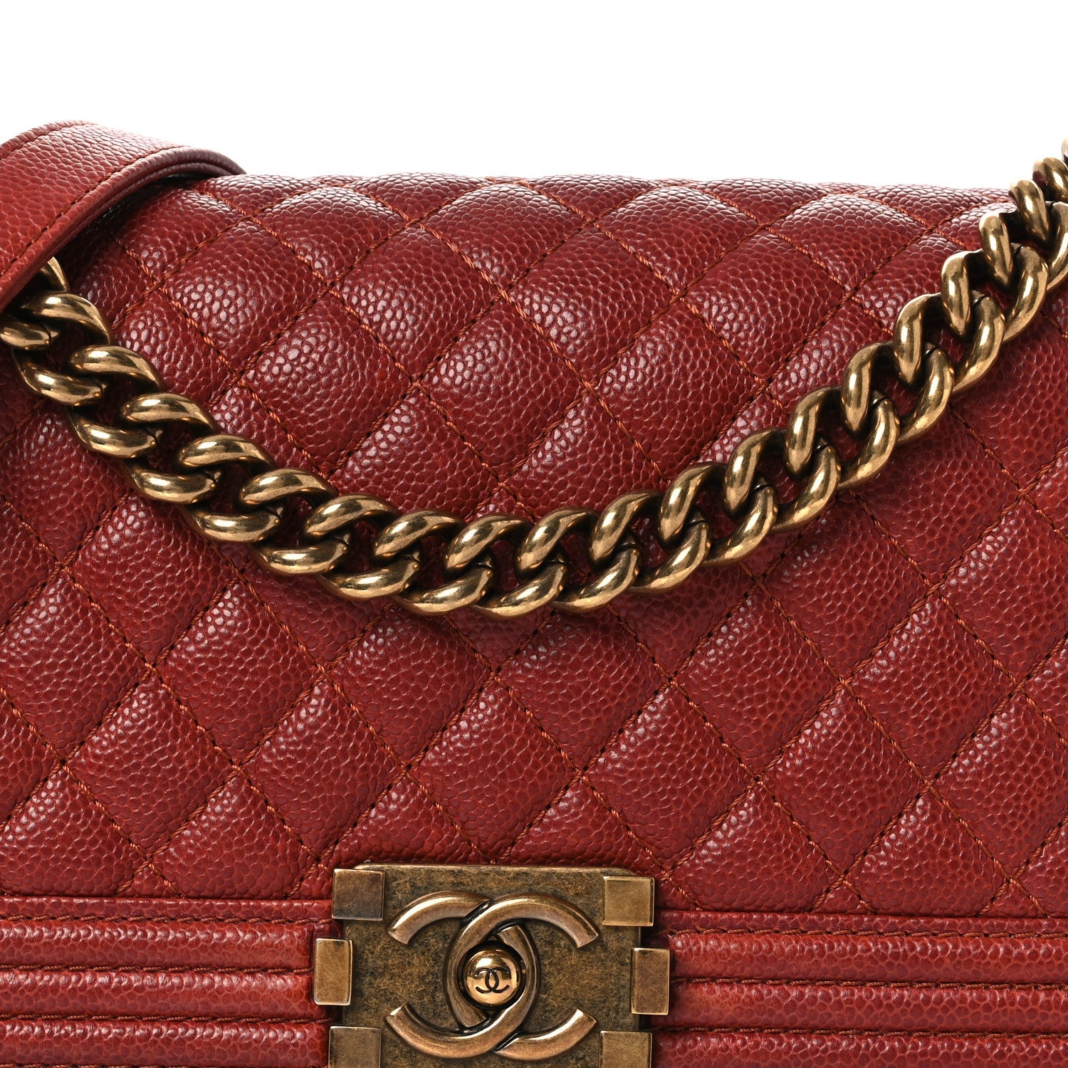 Chanel Caviar Quilted Medium Boy Flap Dark Red