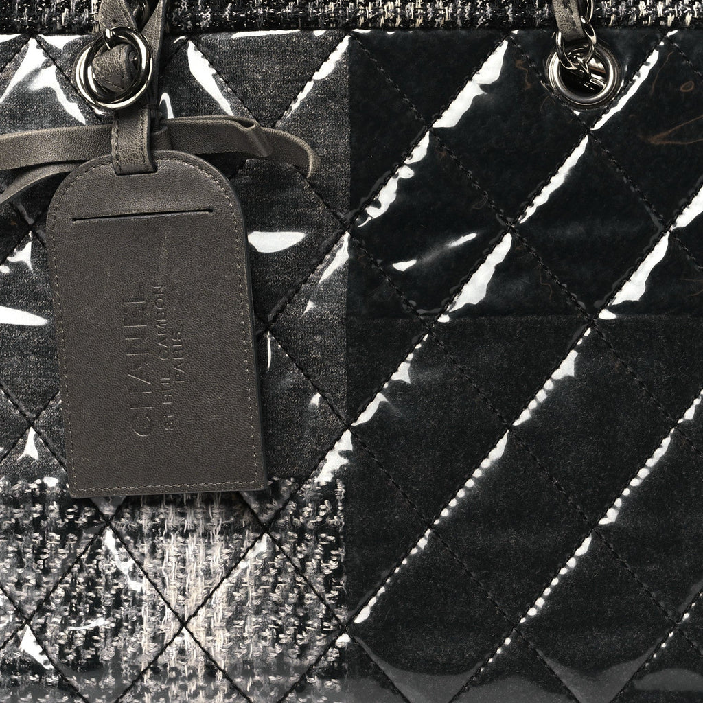 Chanel Vinyl Funny Tweed Patchwork Tote Grey