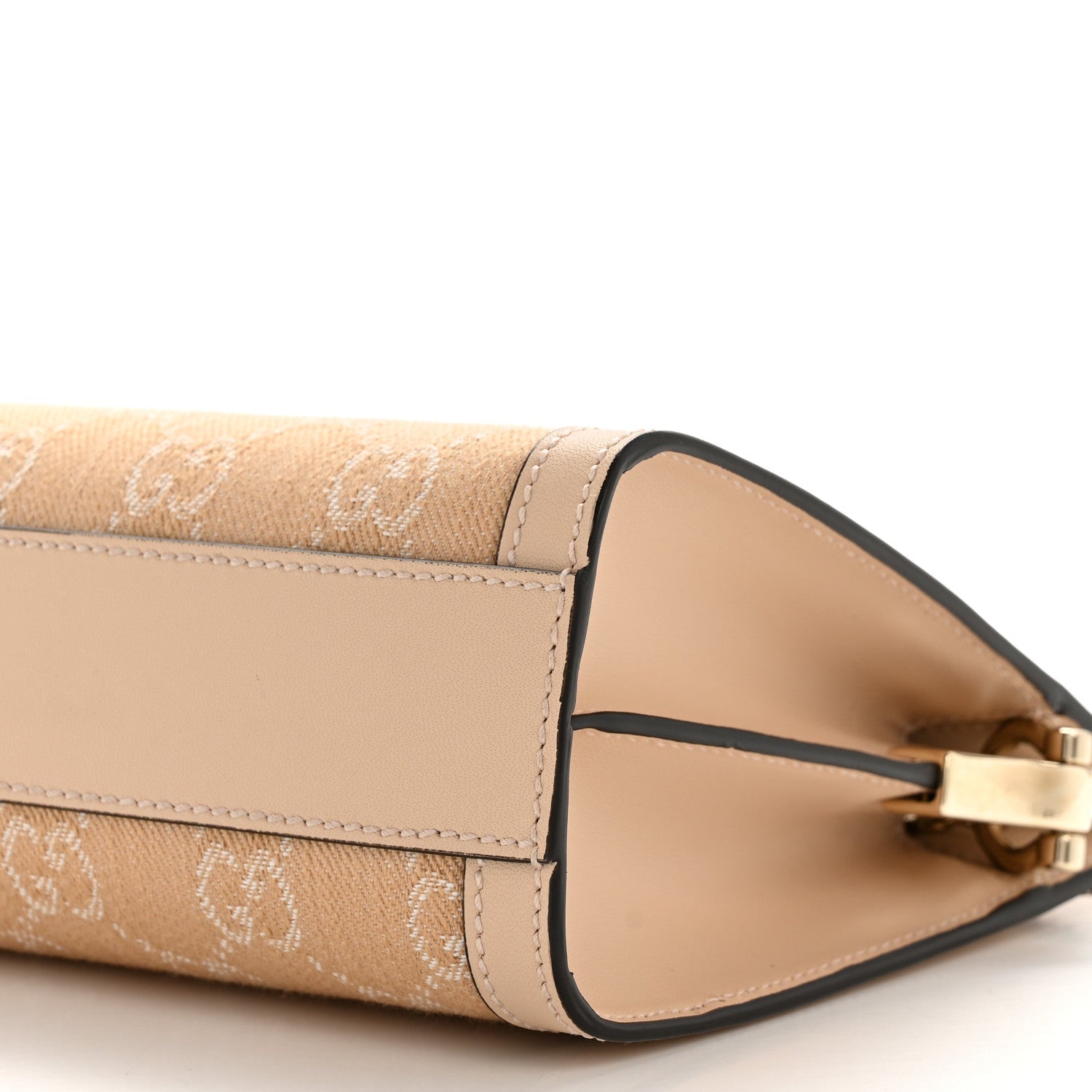 Gucci Denim Calfskin GG Monogram Small Ophidia Chain Shoulder Bag Light Beige