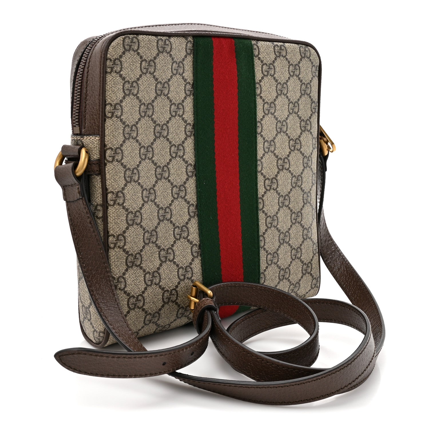 Gucci GG Supreme Monogram Web Small Ophidia Messenger Bag Brown