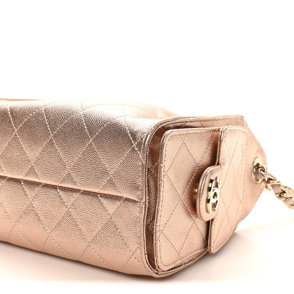 Chanel Metallic Caviar Quilted Mini Chanel 25 Handbag Copper
