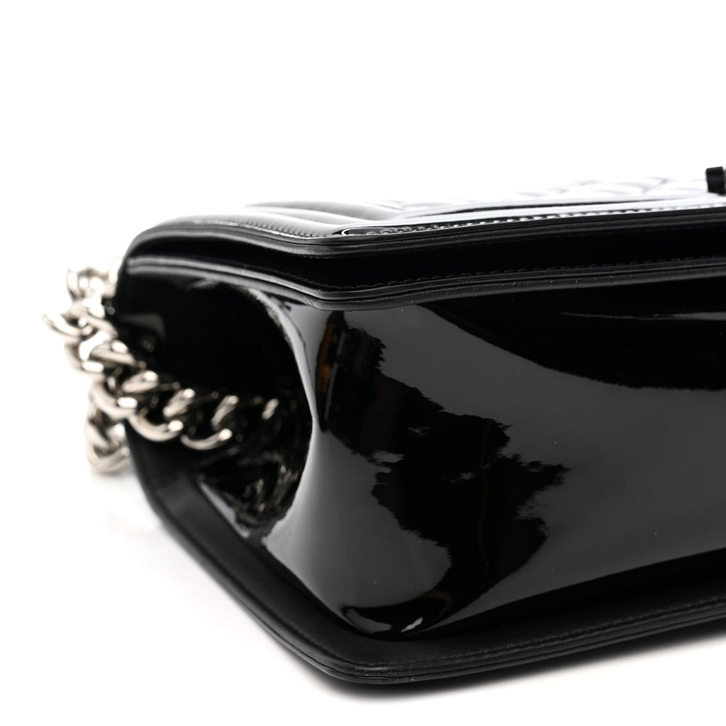 Chanel Patent Calfskin Quilted Medium Plexiglass Boy Flap Black