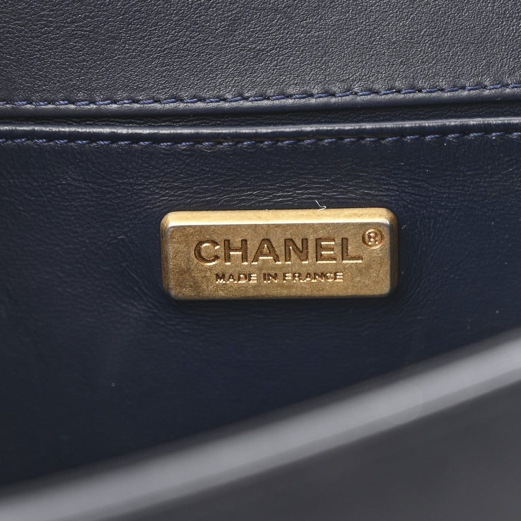 Chanel Orylag Medium Boy Top Handle Flap Navy