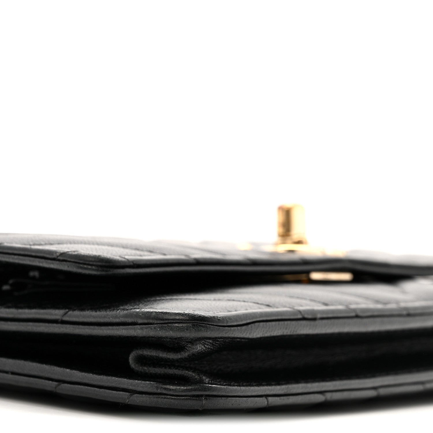 Chanel Lambskin Chevron Quilted Trendy CC Wallet On Chain WOC Black