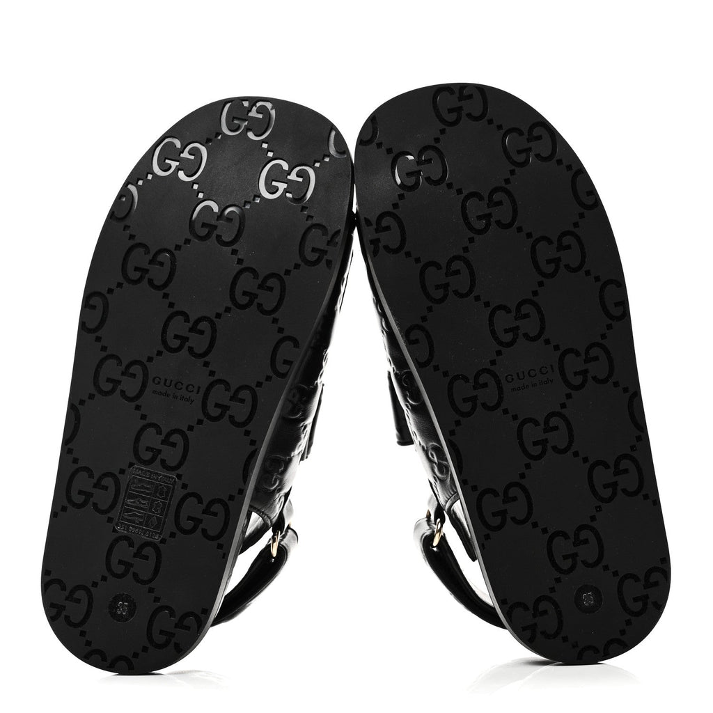 Gucci Guccissima GG Embossed Womens Sandals 35 Black