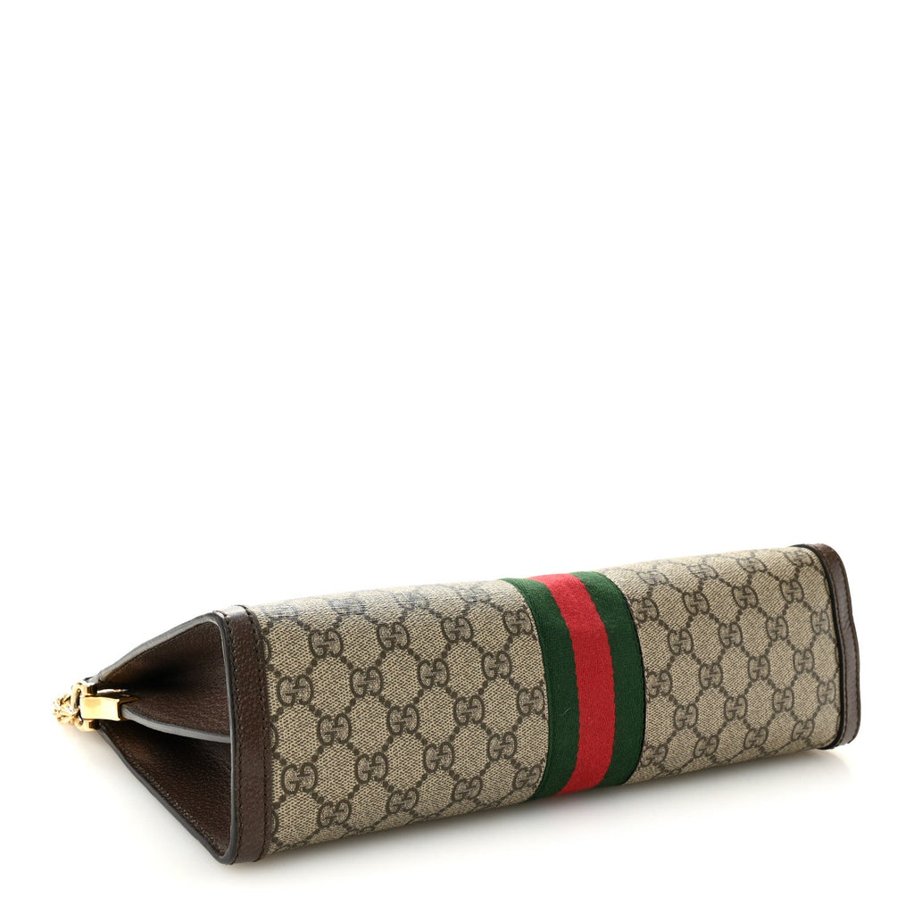 Gucci GG Supreme Monogram Web Medium Ophidia Chain Shoulder Bag Brown