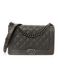 Chanel Calfskin Double Stitch New Medium Boy Flap Grey