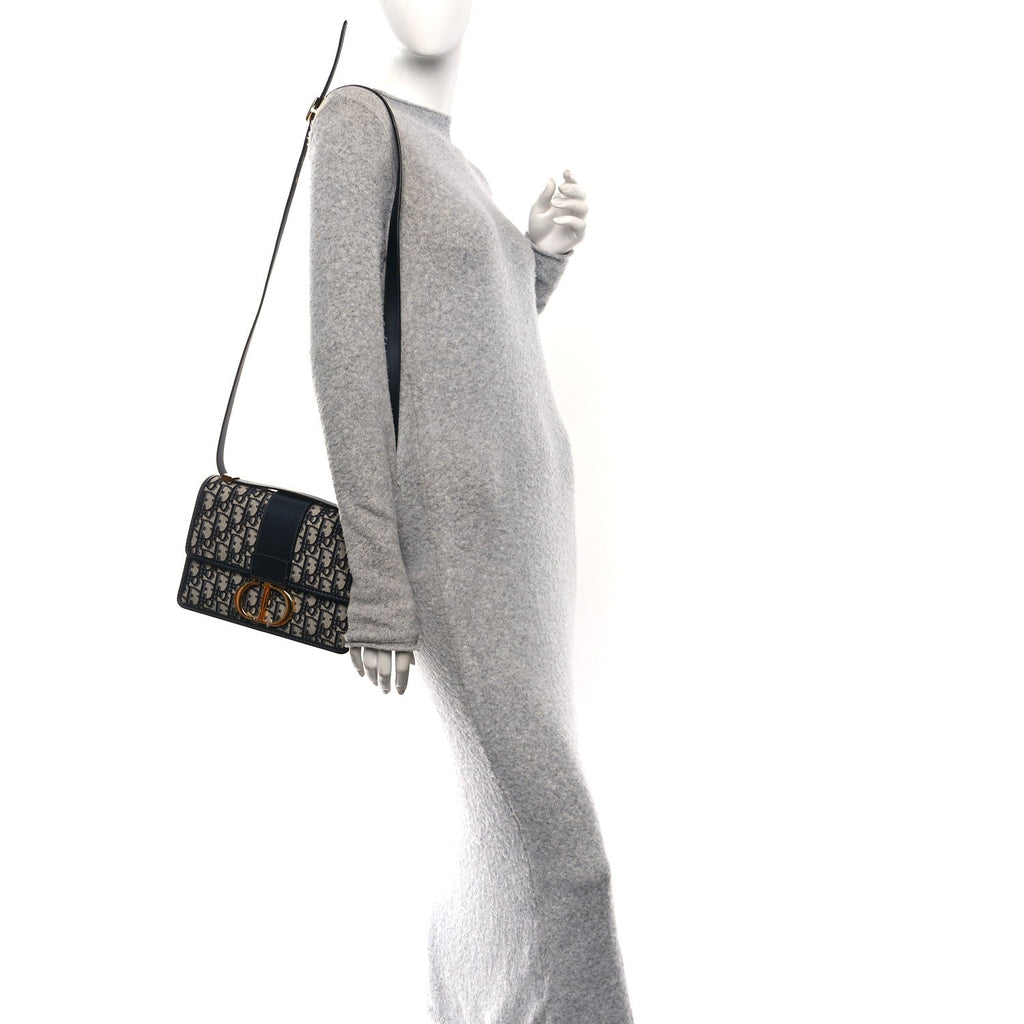 Christian Dior Oblique 30 Montaigne Flap Bag Blue