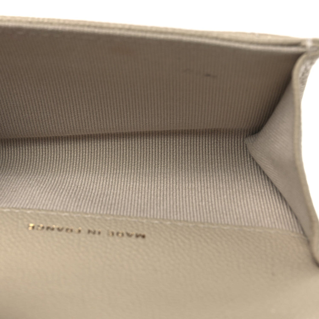 Caviar Quilted Flap Card Holder Wallet Beige