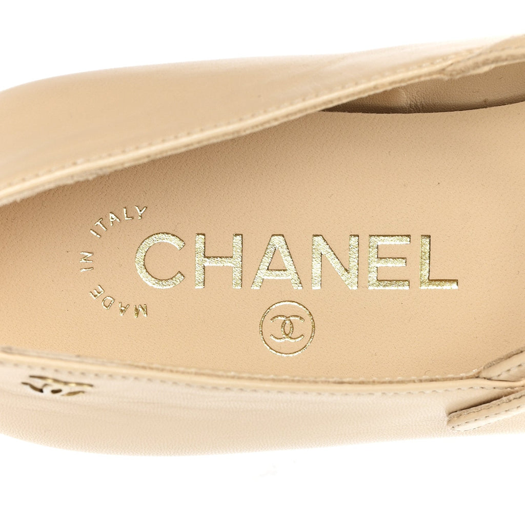 Goatskin Grosgain Cap Toe Pearl Mary Jane Flats 36.5 Beige Black