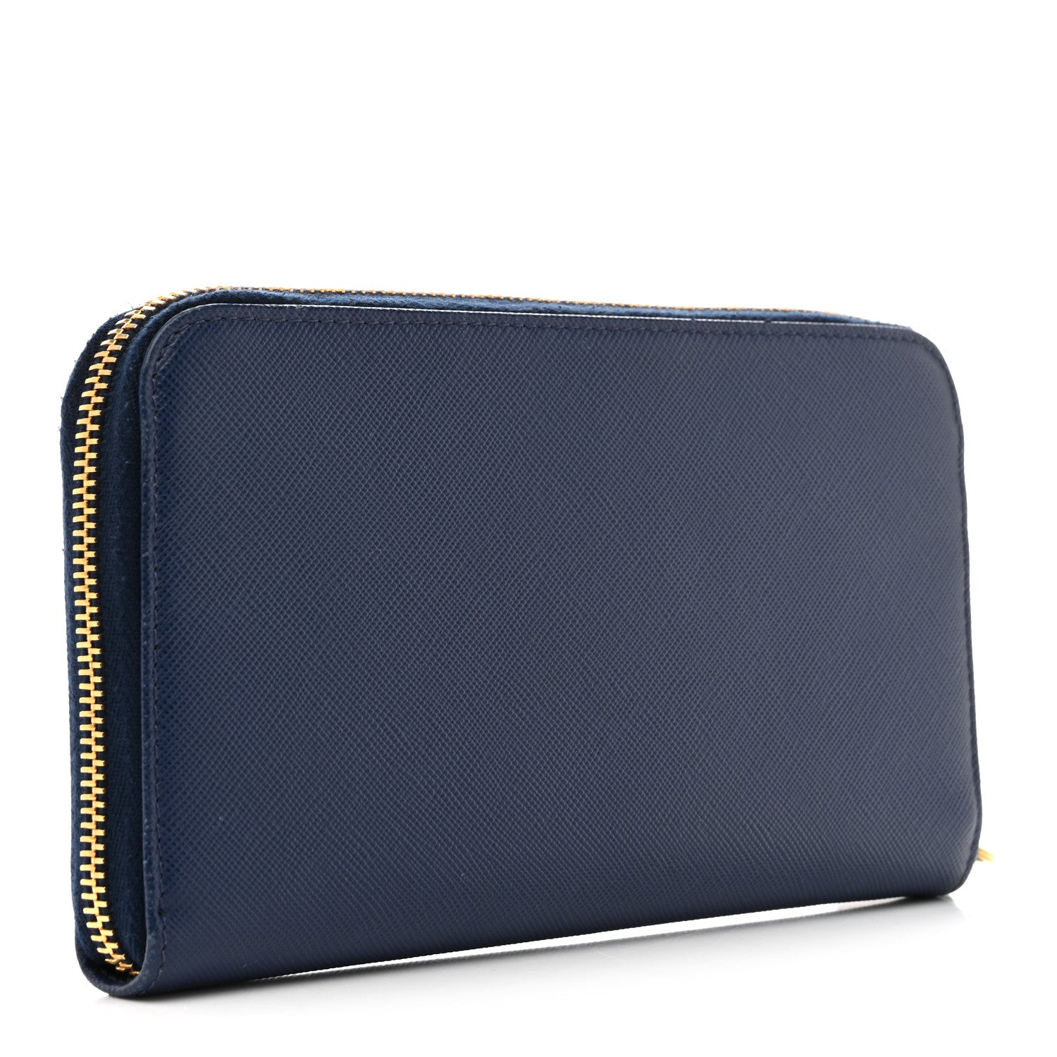 Prada Saffiano Metal Zip Around Wallet Baltico