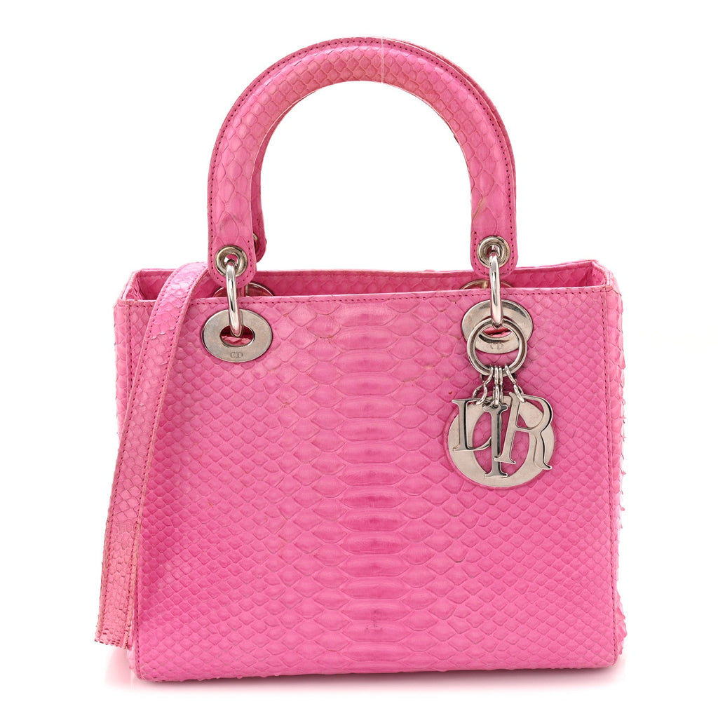 Christian Dior Snakeskin Medium Lady Dior Pink