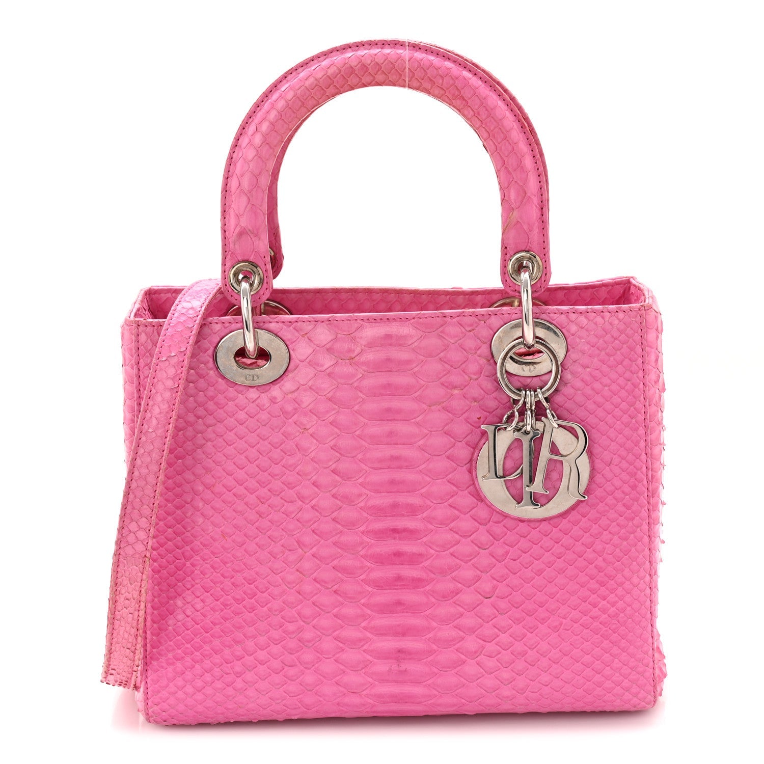 Christian Dior Snakeskin Medium Lady Dior Pink
