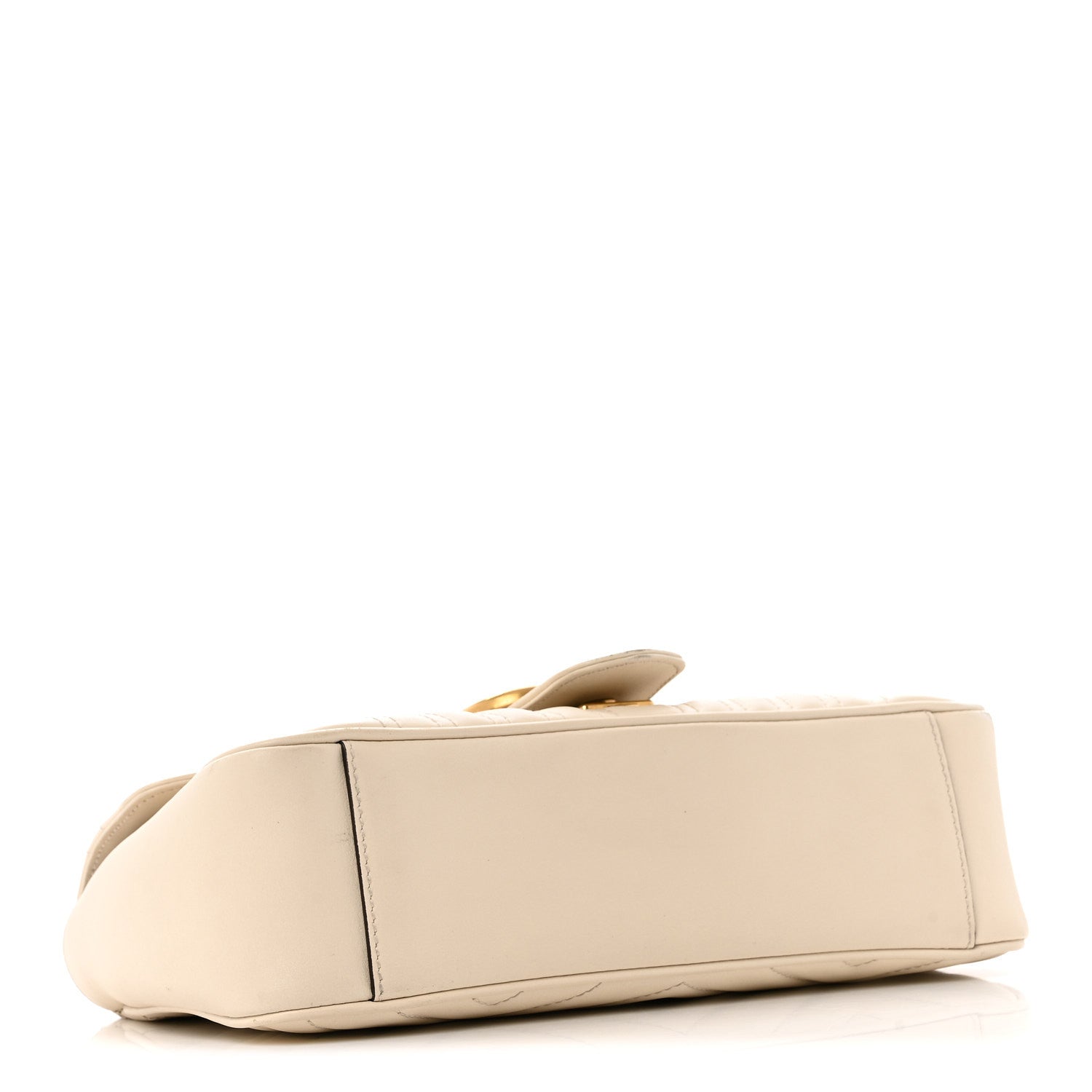 Gucci Calfskin Matelasse Small GG Marmont Shoulder Bag White