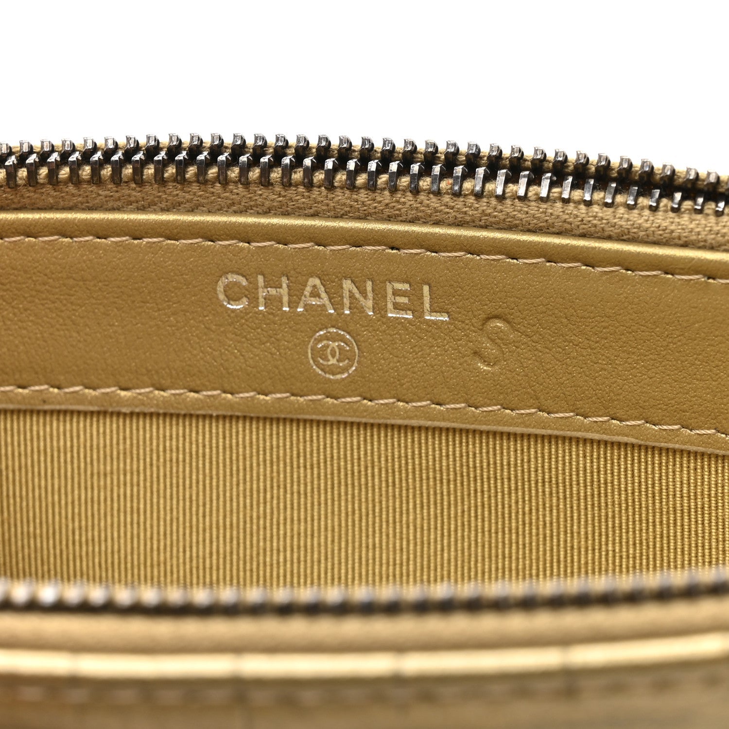 Chanel Metallic Calfskin Crocodile Embossed Small Gabrielle Clutch With Chain Gold