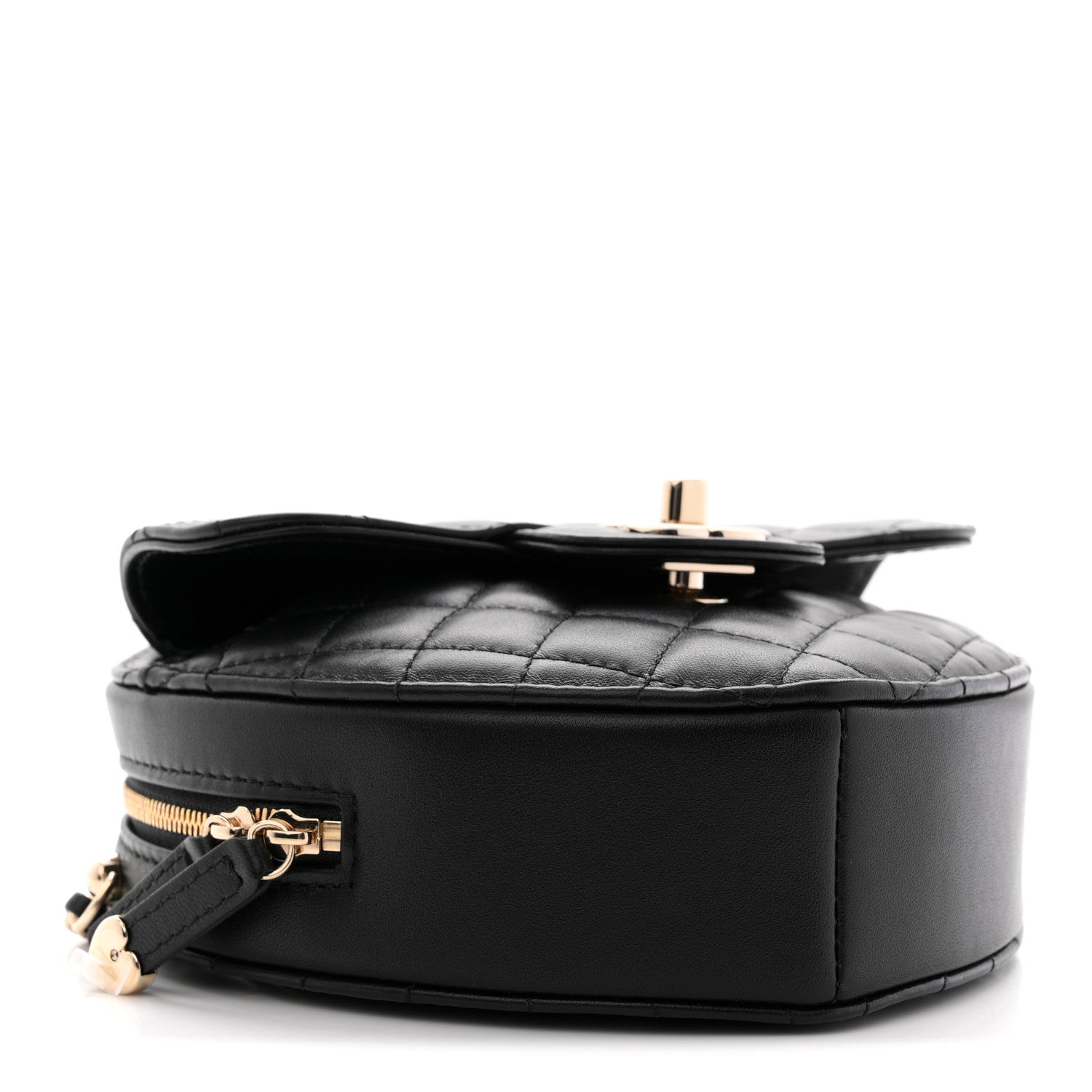 Chanel Lambskin Quilted CC In Love Heart Bag Black
