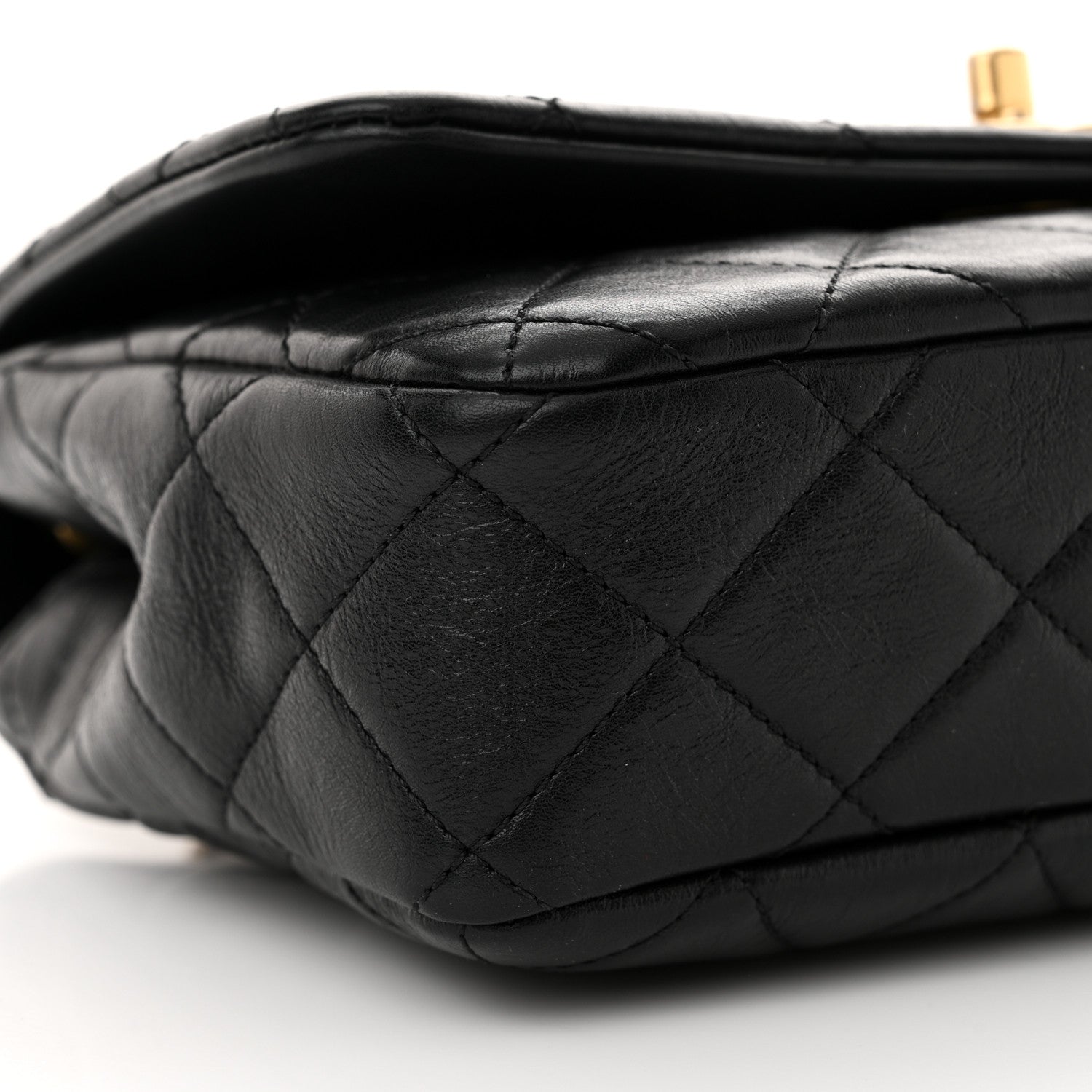 Chanel Glazed Calfskin Quilted Pearl Side Flap Black