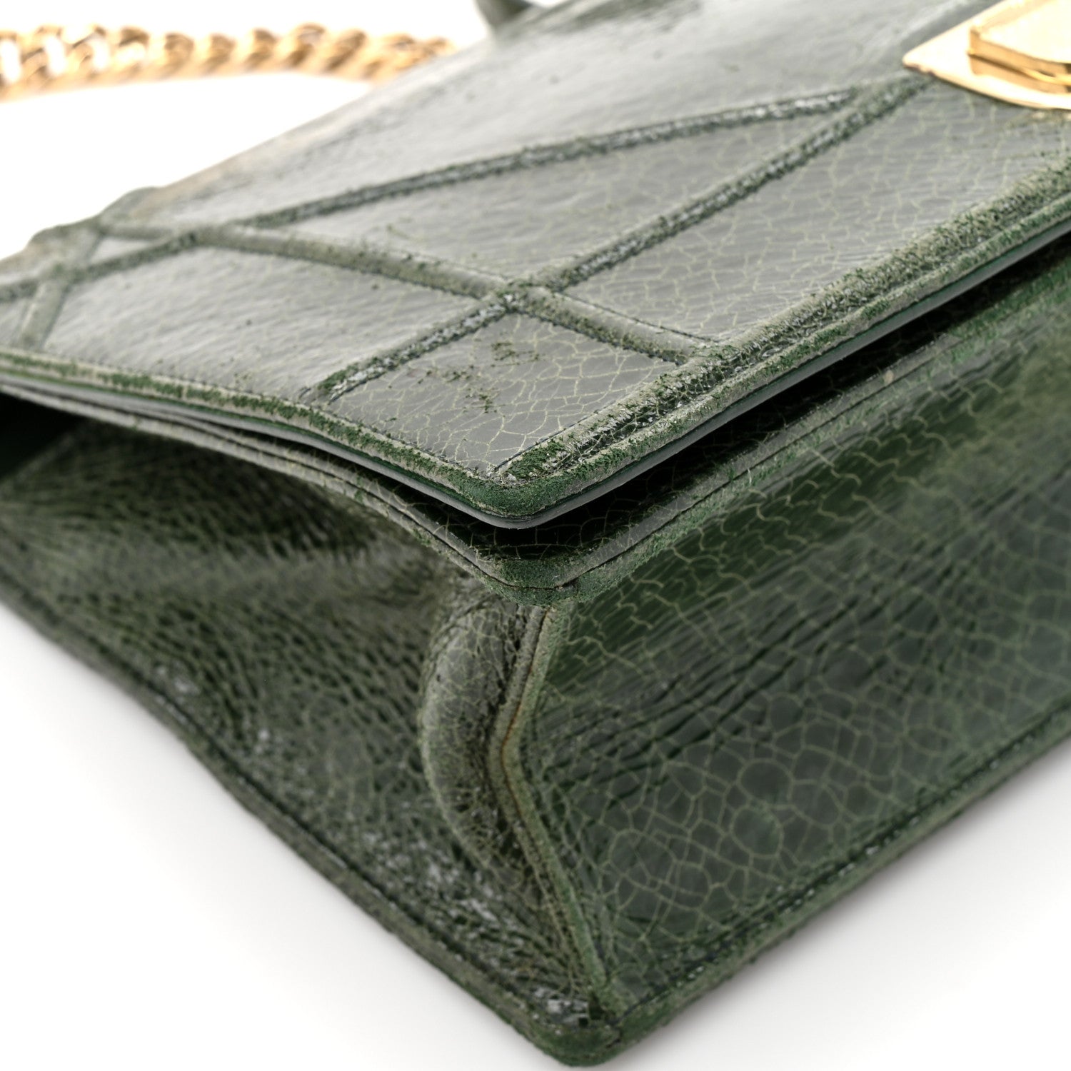 Christian Dior Ceramic Effect Deerskin Large Diorama Flap Bag Malachite Green