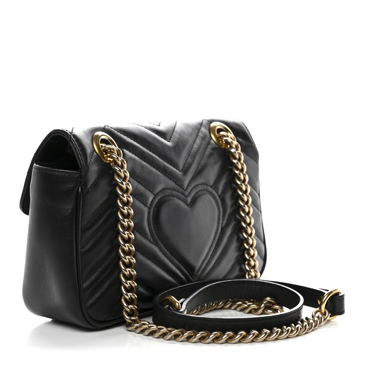 Gucci Calfskin Matelasse Mini GG Marmont Shoulder Bag Black