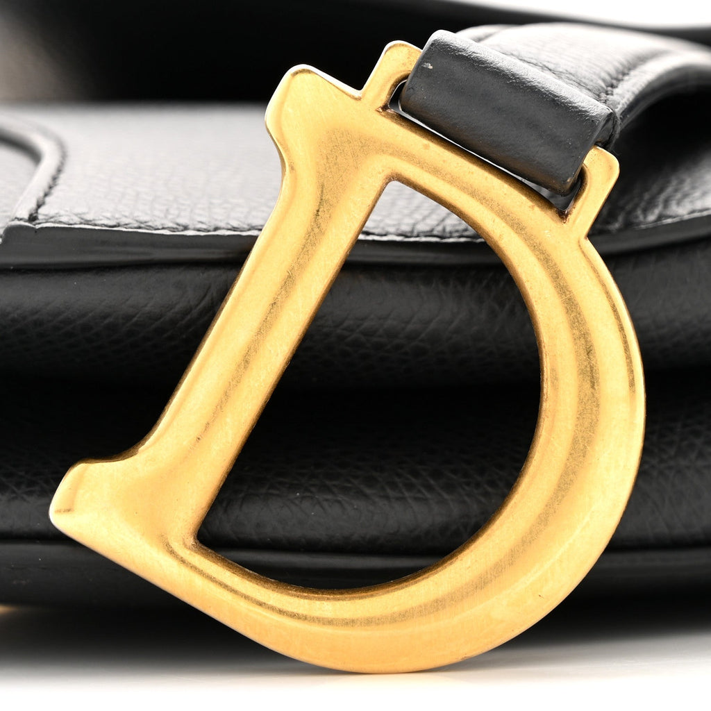 Christian Dior Grained Calfskin Mini Saddle Bag Black