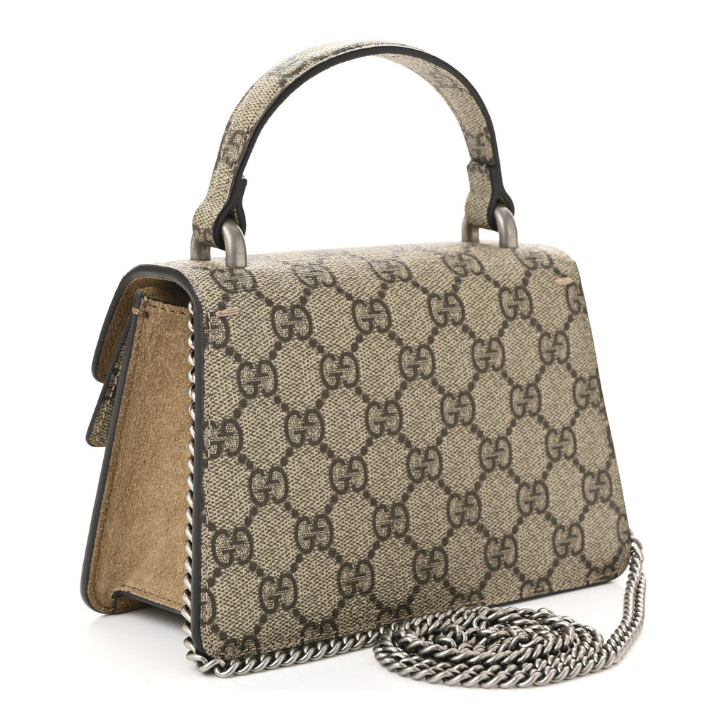 Gucci GG Supreme Monogram Mini Dionysus Top Handle Bag Taupe