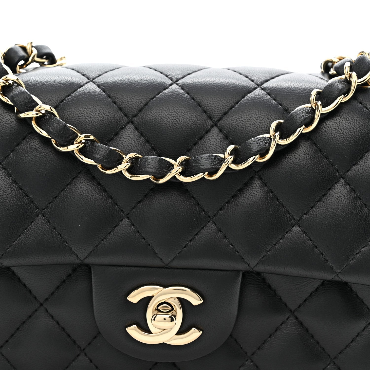 Chanel Lambskin Quilted Mini Rectangular Flap Black