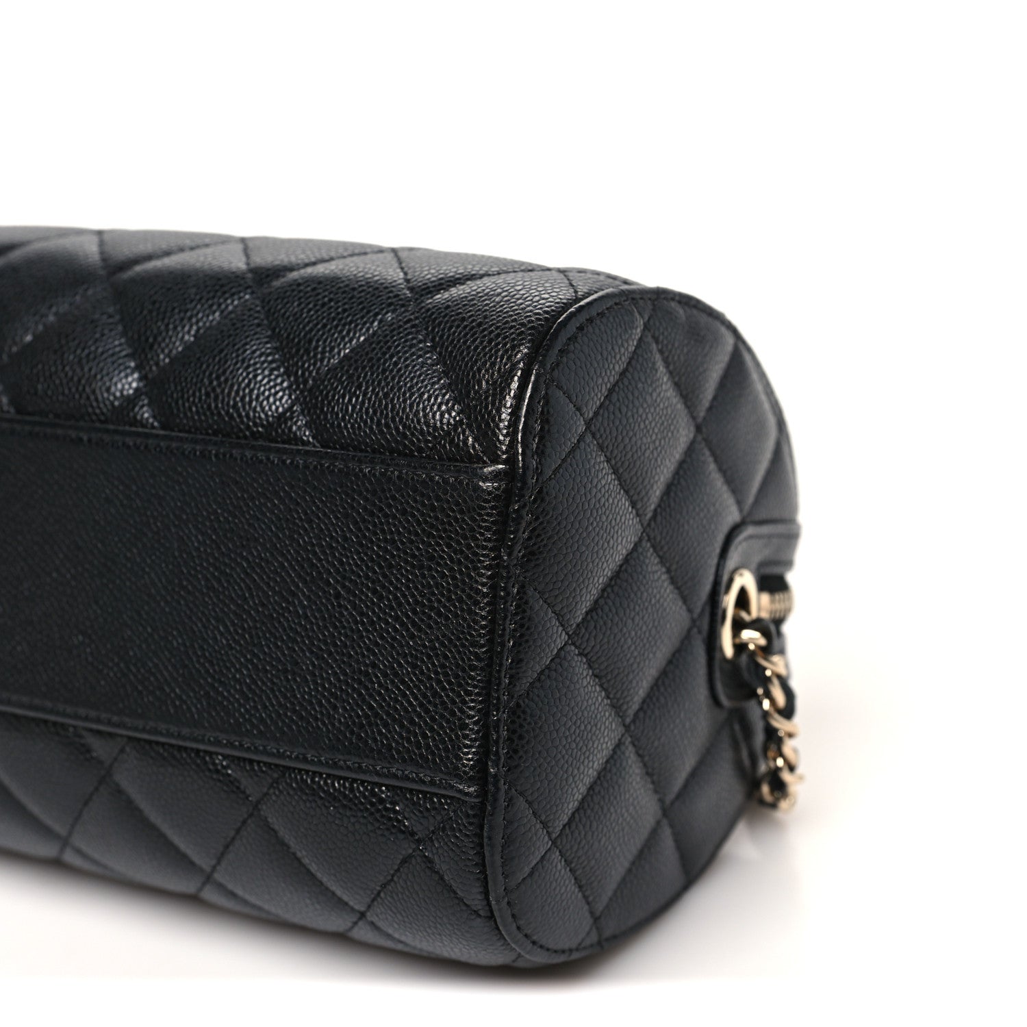 Chanel Caviar Quilted Barrel Clutch With Chain Black